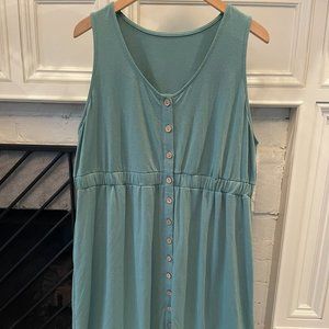 Acelitt Womens Casual Sleeveless Button Down Elastic Waist Swing Dress